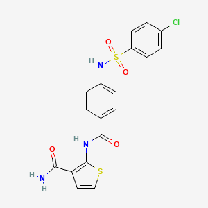 molecular formula C18H14ClN3O4S2 B6484509 2-[4-(4-chlorobenzenesulfonamido)benzamido]thiophene-3-carboxamide CAS No. 898411-35-3