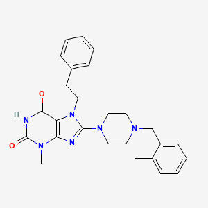 molecular formula C26H30N6O2 B6484536 3-methyl-8-{4-[(2-methylphenyl)methyl]piperazin-1-yl}-7-(2-phenylethyl)-2,3,6,7-tetrahydro-1H-purine-2,6-dione CAS No. 886910-21-0