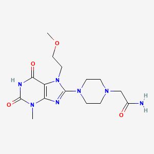molecular formula C15H23N7O4 B6484543 2-{4-[7-(2-methoxyethyl)-3-methyl-2,6-dioxo-2,3,6,7-tetrahydro-1H-purin-8-yl]piperazin-1-yl}acetamide CAS No. 898420-06-9