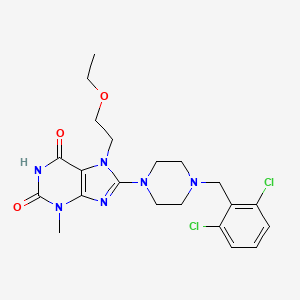 molecular formula C21H26Cl2N6O3 B6484551 8-{4-[(2,6-dichlorophenyl)methyl]piperazin-1-yl}-7-(2-ethoxyethyl)-3-methyl-2,3,6,7-tetrahydro-1H-purine-2,6-dione CAS No. 898428-37-0