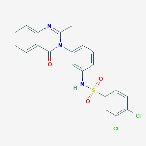 molecular formula C21H15Cl2N3O3S B6484563 3,4-dichloro-N-[3-(2-methyl-4-oxo-3,4-dihydroquinazolin-3-yl)phenyl]benzene-1-sulfonamide CAS No. 898456-23-0