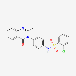 molecular formula C21H16ClN3O3S B6484569 2-chloro-N-[4-(2-methyl-4-oxo-3,4-dihydroquinazolin-3-yl)phenyl]benzene-1-sulfonamide CAS No. 898439-05-9