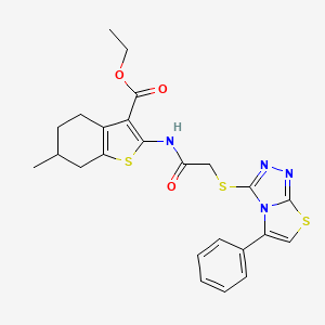 molecular formula C24H24N4O3S3 B6484583 ethyl 6-methyl-2-[2-({5-phenyl-[1,2,4]triazolo[3,4-b][1,3]thiazol-3-yl}sulfanyl)acetamido]-4,5,6,7-tetrahydro-1-benzothiophene-3-carboxylate CAS No. 671199-76-1