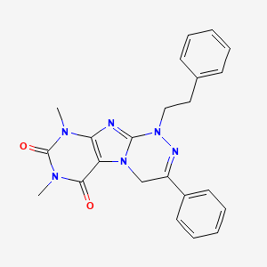 molecular formula C23H22N6O2 B6484589 7,9-dimethyl-3-phenyl-1-(2-phenylethyl)-1H,4H,6H,7H,8H,9H-[1,2,4]triazino[4,3-g]purine-6,8-dione CAS No. 919020-03-4