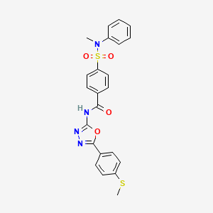 molecular formula C23H20N4O4S2 B6484596 4-[methyl(phenyl)sulfamoyl]-N-{5-[4-(methylsulfanyl)phenyl]-1,3,4-oxadiazol-2-yl}benzamide CAS No. 886918-99-6