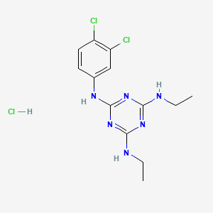 molecular formula C13H17Cl3N6 B6484689 N2-(3,4-dichlorophenyl)-N4,N6-diethyl-1,3,5-triazine-2,4,6-triamine hydrochloride CAS No. 1179413-83-2
