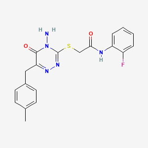 molecular formula C19H18FN5O2S B6484699 2-({4-amino-6-[(4-methylphenyl)methyl]-5-oxo-4,5-dihydro-1,2,4-triazin-3-yl}sulfanyl)-N-(2-fluorophenyl)acetamide CAS No. 886959-63-3