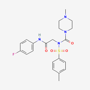 molecular formula C21H25FN4O4S B6484705 N-(4-fluorophenyl)-2-[N-(4-methylpiperazine-1-carbonyl)4-methylbenzenesulfonamido]acetamide CAS No. 887196-90-9
