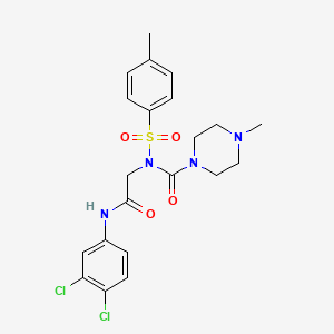 molecular formula C21H24Cl2N4O4S B6484710 N-(3,4-dichlorophenyl)-2-[N-(4-methylpiperazine-1-carbonyl)4-methylbenzenesulfonamido]acetamide CAS No. 899744-89-9