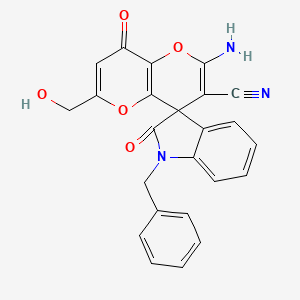 molecular formula C24H17N3O5 B6484715 2'-amino-1-benzyl-6'-(hydroxymethyl)-2,8'-dioxo-1,2-dihydro-8'H-spiro[indole-3,4'-pyrano[3,2-b]pyran]-3'-carbonitrile CAS No. 884214-73-7