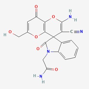 molecular formula C19H14N4O6 B6484722 2-[2'-amino-3'-cyano-6'-(hydroxymethyl)-2,8'-dioxo-1,2-dihydro-8'H-spiro[indole-3,4'-pyrano[3,2-b]pyran]-1-yl]acetamide CAS No. 884215-00-3