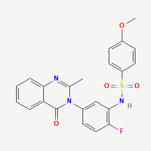 N-[2-fluoro-5-(2-methyl-4-oxo-3,4-dihydroquinazolin-3-yl)phenyl]-4-methoxybenzene-1-sulfonamide