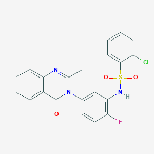 2-chloro-N-[2-fluoro-5-(2-methyl-4-oxo-3,4-dihydroquinazolin-3-yl)phenyl]benzene-1-sulfonamide