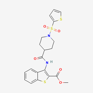 molecular formula C20H20N2O5S3 B6484752 methyl 3-[1-(thiophene-2-sulfonyl)piperidine-4-amido]-1-benzothiophene-2-carboxylate CAS No. 922649-51-2