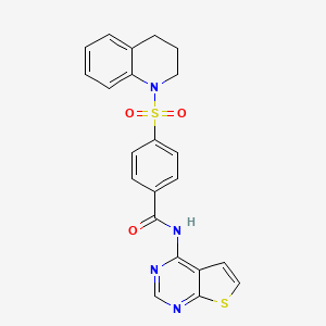 molecular formula C22H18N4O3S2 B6484781 4-(1,2,3,4-tetrahydroquinoline-1-sulfonyl)-N-{thieno[2,3-d]pyrimidin-4-yl}benzamide CAS No. 899963-47-4
