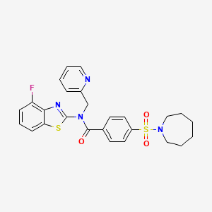 molecular formula C26H25FN4O3S2 B6484787 4-(azepane-1-sulfonyl)-N-(4-fluoro-1,3-benzothiazol-2-yl)-N-[(pyridin-2-yl)methyl]benzamide CAS No. 922690-57-1