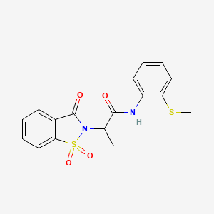 molecular formula C17H16N2O4S2 B6484825 N-[2-(methylsulfanyl)phenyl]-2-(1,1,3-trioxo-2,3-dihydro-1lambda6,2-benzothiazol-2-yl)propanamide CAS No. 899758-01-1