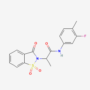 molecular formula C17H15FN2O4S B6484840 N-(3-fluoro-4-methylphenyl)-2-(1,1,3-trioxo-2,3-dihydro-1lambda6,2-benzothiazol-2-yl)propanamide CAS No. 899758-20-4