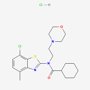 molecular formula C21H29Cl2N3O2S B6484857 N-(7-chloro-4-methyl-1,3-benzothiazol-2-yl)-N-[2-(morpholin-4-yl)ethyl]cyclohexanecarboxamide hydrochloride CAS No. 1216376-72-5