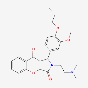 molecular formula C25H28N2O5 B6484864 2-[2-(dimethylamino)ethyl]-1-(3-methoxy-4-propoxyphenyl)-1H,2H,3H,9H-chromeno[2,3-c]pyrrole-3,9-dione CAS No. 845900-96-1