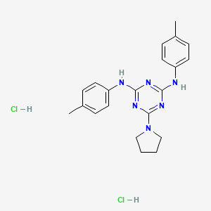 molecular formula C21H26Cl2N6 B6484906 N2,N4-bis(4-methylphenyl)-6-(pyrrolidin-1-yl)-1,3,5-triazine-2,4-diamine dihydrochloride CAS No. 1179438-48-2