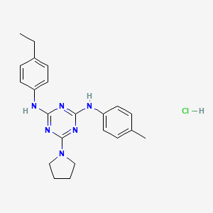 molecular formula C22H27ClN6 B6484917 N2-(4-ethylphenyl)-N4-(4-methylphenyl)-6-(pyrrolidin-1-yl)-1,3,5-triazine-2,4-diamine hydrochloride CAS No. 1179411-93-8