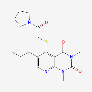 molecular formula C18H24N4O3S B6484927 1,3-dimethyl-5-{[2-oxo-2-(pyrrolidin-1-yl)ethyl]sulfanyl}-6-propyl-1H,2H,3H,4H-pyrido[2,3-d]pyrimidine-2,4-dione CAS No. 900004-69-5