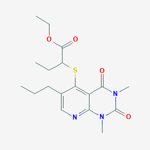molecular formula C18H25N3O4S B6484936 ethyl 2-({1,3-dimethyl-2,4-dioxo-6-propyl-1H,2H,3H,4H-pyrido[2,3-d]pyrimidin-5-yl}sulfanyl)butanoate CAS No. 941877-28-7