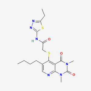 molecular formula C19H24N6O3S2 B6484937 2-({6-butyl-1,3-dimethyl-2,4-dioxo-1H,2H,3H,4H-pyrido[2,3-d]pyrimidin-5-yl}sulfanyl)-N-(5-ethyl-1,3,4-thiadiazol-2-yl)acetamide CAS No. 900005-07-4