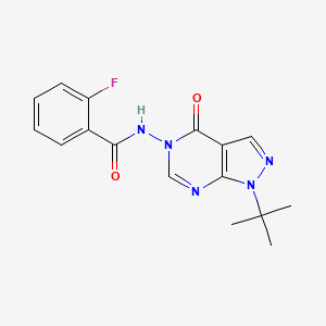 molecular formula C16H16FN5O2 B6484970 N-{1-tert-butyl-4-oxo-1H,4H,5H-pyrazolo[3,4-d]pyrimidin-5-yl}-2-fluorobenzamide CAS No. 899995-34-7