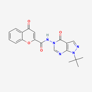 molecular formula C19H17N5O4 B6484976 N-{1-tert-butyl-4-oxo-1H,4H,5H-pyrazolo[3,4-d]pyrimidin-5-yl}-4-oxo-4H-chromene-2-carboxamide CAS No. 899945-76-7