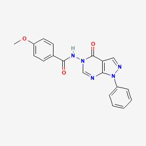 molecular formula C19H15N5O3 B6484983 4-methoxy-N-{4-oxo-1-phenyl-1H,4H,5H-pyrazolo[3,4-d]pyrimidin-5-yl}benzamide CAS No. 69722-23-2