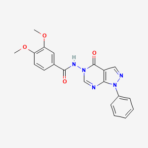 molecular formula C20H17N5O4 B6484990 3,4-dimethoxy-N-{4-oxo-1-phenyl-1H,4H,5H-pyrazolo[3,4-d]pyrimidin-5-yl}benzamide CAS No. 899945-98-3