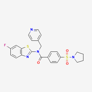 molecular formula C24H21FN4O3S2 B6485093 N-(6-fluoro-1,3-benzothiazol-2-yl)-N-[(pyridin-4-yl)methyl]-4-(pyrrolidine-1-sulfonyl)benzamide CAS No. 941958-12-9
