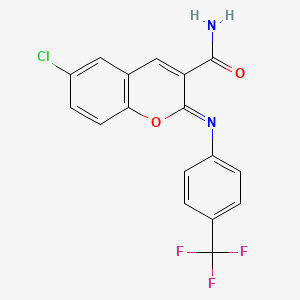 (2Z)-6-chloro-2-{[4-(trifluoromethyl)phenyl]imino}-2H-chromene-3-carboxamide