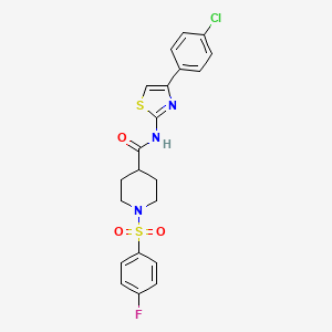 molecular formula C21H19ClFN3O3S2 B6485191 N-[4-(4-chlorophenyl)-1,3-thiazol-2-yl]-1-(4-fluorobenzenesulfonyl)piperidine-4-carboxamide CAS No. 923504-78-3