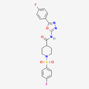 molecular formula C20H18F2N4O4S B6485198 1-(4-fluorobenzenesulfonyl)-N-[5-(4-fluorophenyl)-1,3,4-oxadiazol-2-yl]piperidine-4-carboxamide CAS No. 941892-98-4