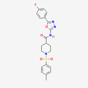 molecular formula C21H21FN4O4S B6485209 N-[5-(4-fluorophenyl)-1,3,4-oxadiazol-2-yl]-1-(4-methylbenzenesulfonyl)piperidine-4-carboxamide CAS No. 922462-77-9