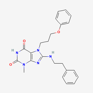 molecular formula C23H25N5O3 B6485215 3-methyl-7-(3-phenoxypropyl)-8-[(2-phenylethyl)amino]-2,3,6,7-tetrahydro-1H-purine-2,6-dione CAS No. 887866-96-8