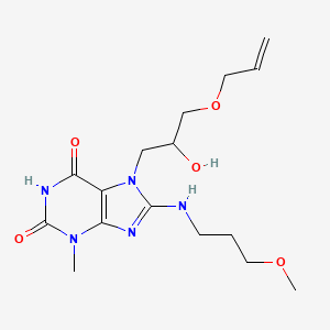 molecular formula C16H25N5O5 B6485223 7-[2-hydroxy-3-(prop-2-en-1-yloxy)propyl]-8-[(3-methoxypropyl)amino]-3-methyl-2,3,6,7-tetrahydro-1H-purine-2,6-dione CAS No. 887867-71-2