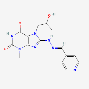 molecular formula C15H17N7O3 B6485231 7-(2-hydroxypropyl)-3-methyl-8-[(E)-2-[(pyridin-4-yl)methylidene]hydrazin-1-yl]-2,3,6,7-tetrahydro-1H-purine-2,6-dione CAS No. 899350-82-4