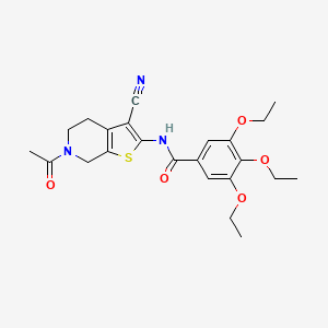 N-{6-acetyl-3-cyano-4H,5H,6H,7H-thieno[2,3-c]pyridin-2-yl}-3,4,5-triethoxybenzamide