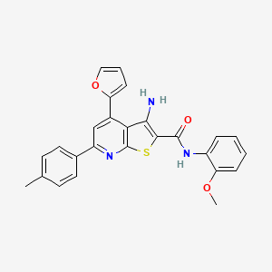 molecular formula C26H21N3O3S B6485258 3-amino-4-(furan-2-yl)-N-(2-methoxyphenyl)-6-(4-methylphenyl)thieno[2,3-b]pyridine-2-carboxamide CAS No. 897832-96-1
