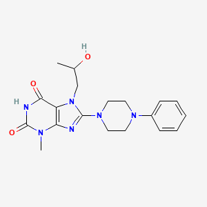 molecular formula C19H24N6O3 B6485277 7-(2-hydroxypropyl)-3-methyl-8-(4-phenylpiperazin-1-yl)-2,3,6,7-tetrahydro-1H-purine-2,6-dione CAS No. 887199-91-9