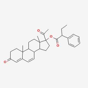molecular formula C31H38O4 B6485286 14-acetyl-2,15-dimethyl-5-oxotetracyclo[8.7.0.0^{2,7}.0^{11,15}]heptadeca-6,8-dien-14-yl 2-phenylbutanoate CAS No. 81480-74-2