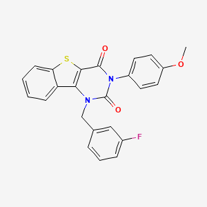3-[(3-fluorophenyl)methyl]-5-(4-methoxyphenyl)-8-thia-3,5-diazatricyclo[7.4.0.0^{2,7}]trideca-1(9),2(7),10,12-tetraene-4,6-dione