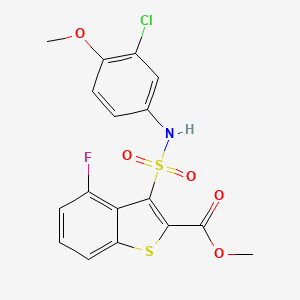 molecular formula C17H13ClFNO5S2 B6485340 methyl 3-[(3-chloro-4-methoxyphenyl)sulfamoyl]-4-fluoro-1-benzothiophene-2-carboxylate CAS No. 932520-50-8