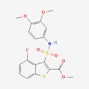 molecular formula C18H16FNO6S2 B6485342 methyl 3-[(3,4-dimethoxyphenyl)sulfamoyl]-4-fluoro-1-benzothiophene-2-carboxylate CAS No. 932464-87-4