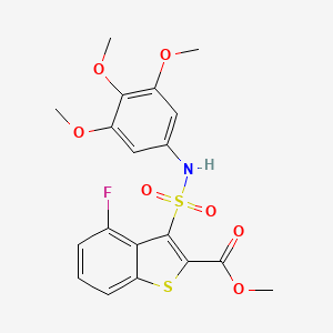 molecular formula C19H18FNO7S2 B6485345 methyl 4-fluoro-3-[(3,4,5-trimethoxyphenyl)sulfamoyl]-1-benzothiophene-2-carboxylate CAS No. 932464-90-9