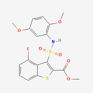 molecular formula C18H16FNO6S2 B6485352 methyl 3-[(2,5-dimethoxyphenyl)sulfamoyl]-4-fluoro-1-benzothiophene-2-carboxylate CAS No. 932464-93-2